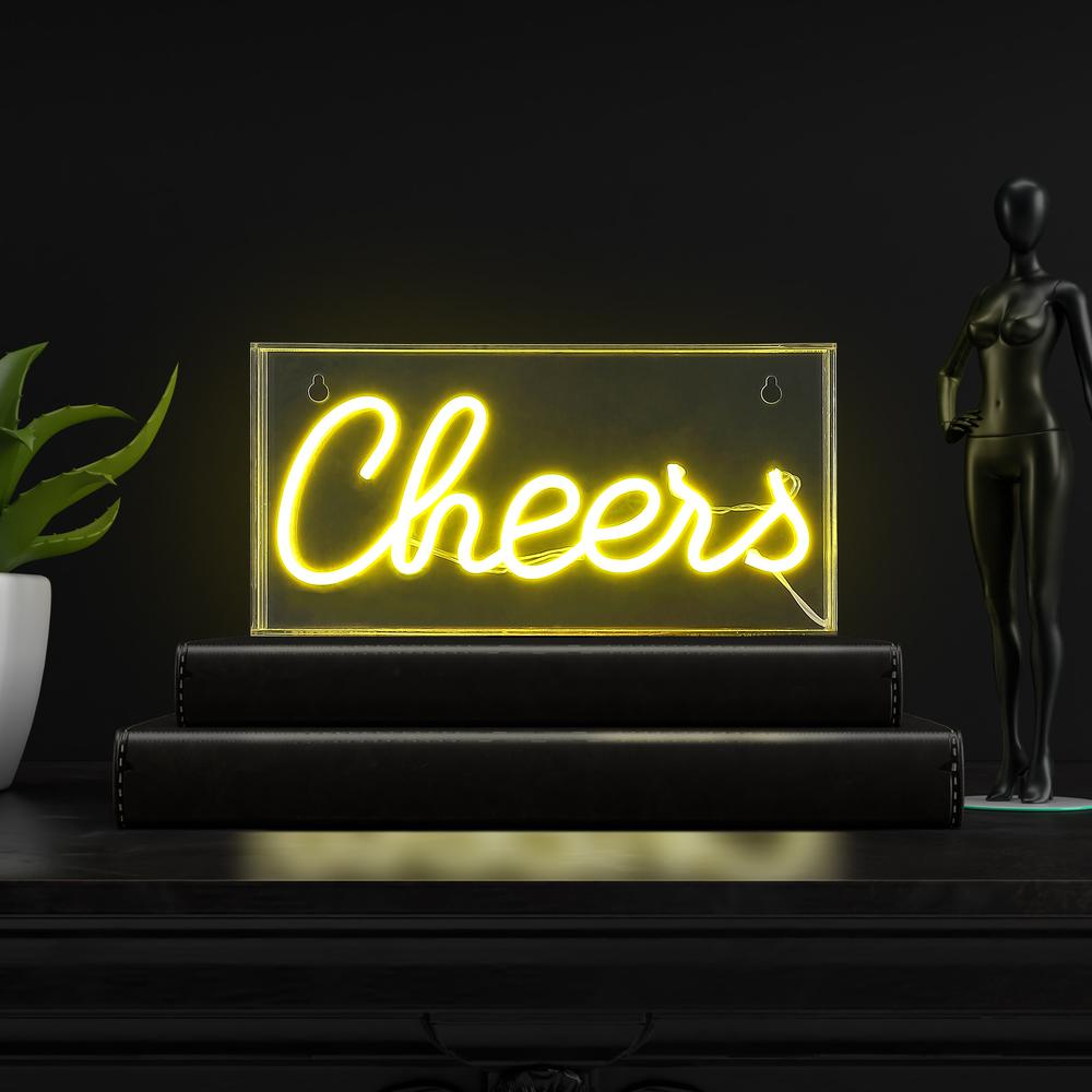 Cheers Contemporary Glam Acrylic Box USB Operated LED Neon Light. Picture 5