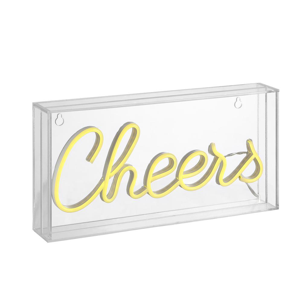 Cheers Contemporary Glam Acrylic Box USB Operated LED Neon Light. Picture 1