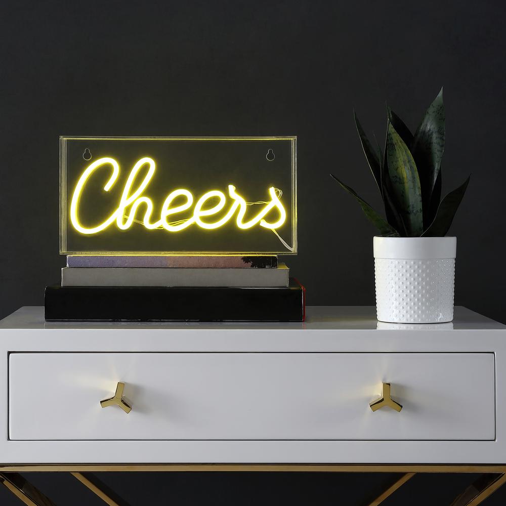 Cheers Contemporary Glam Acrylic Box USB Operated LED Neon Light. Picture 3