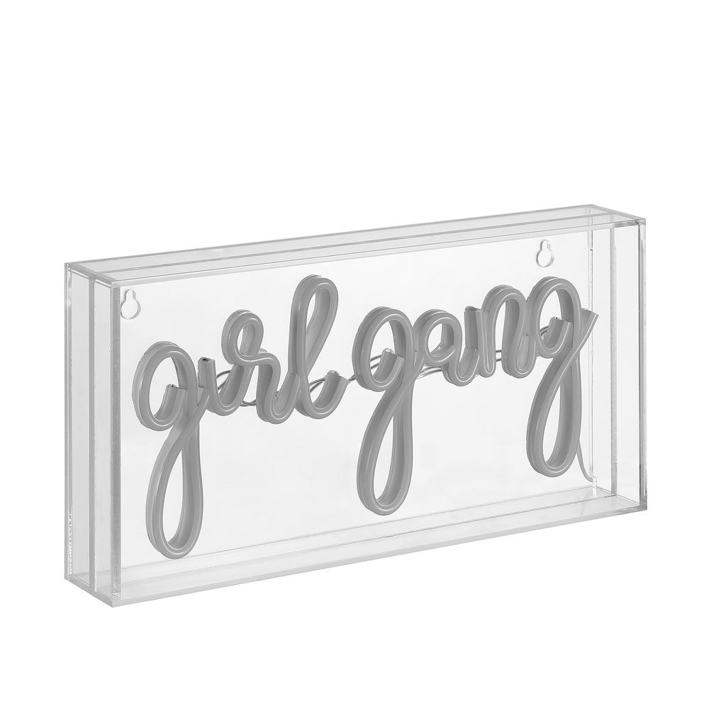Girl Gang Contemporary Glam Acrylic Box USB Operated LED Neon Light. Picture 2