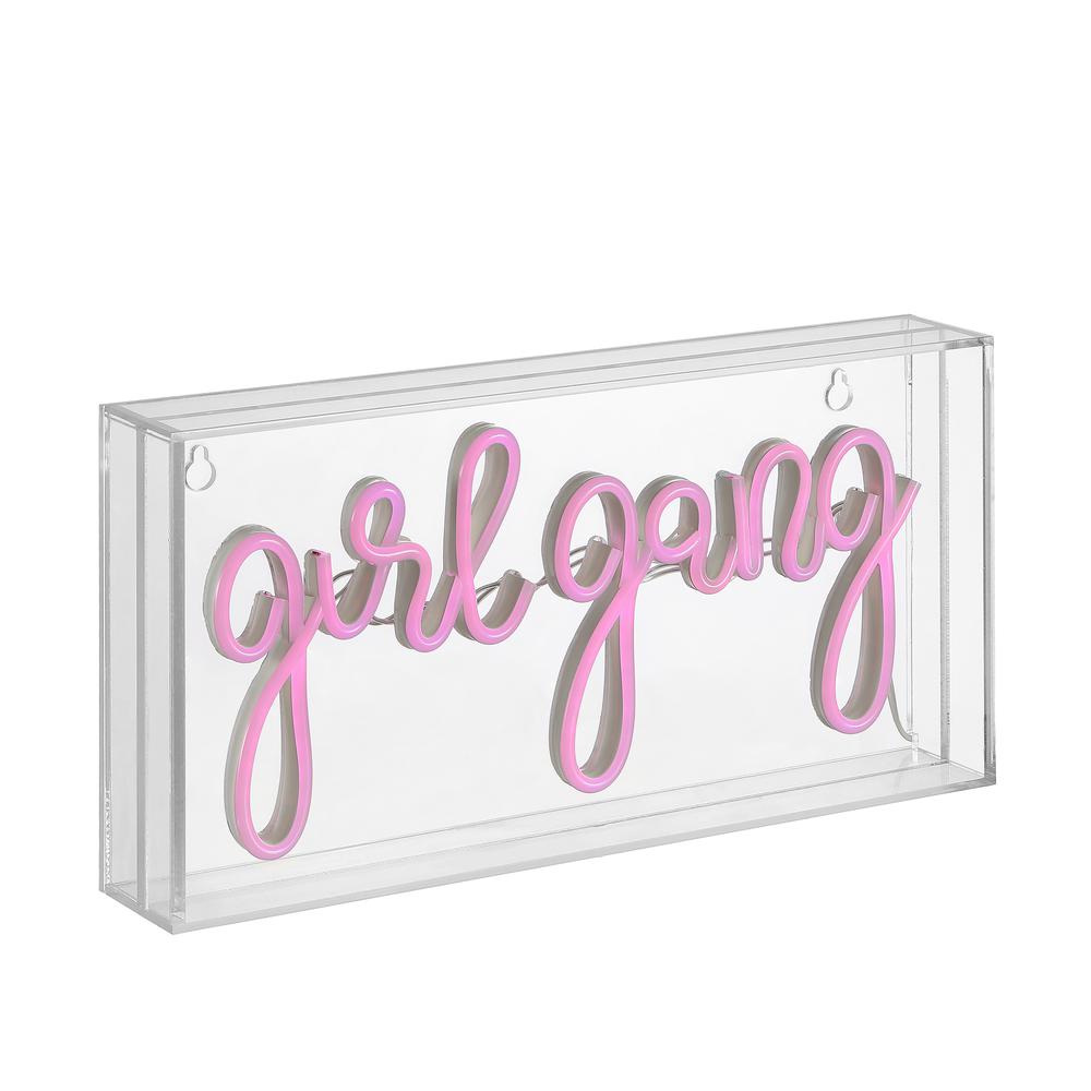 Girl Gang Contemporary Glam Acrylic Box USB Operated LED Neon Light. Picture 1