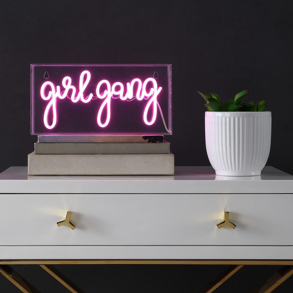 Girl Gang Contemporary Glam Acrylic Box USB Operated LED Neon Light. Picture 3