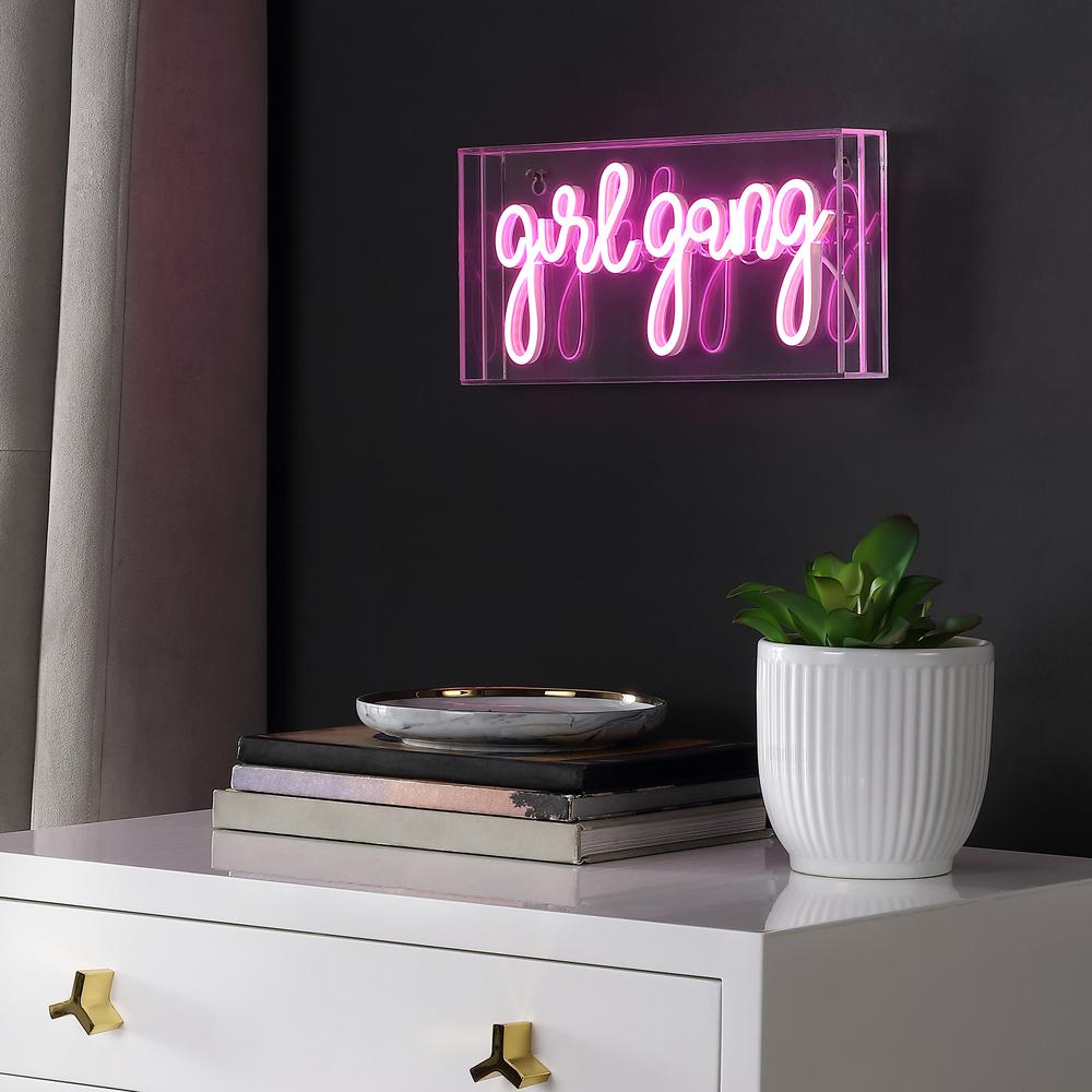 Girl Gang Contemporary Glam Acrylic Box USB Operated LED Neon Light. Picture 4