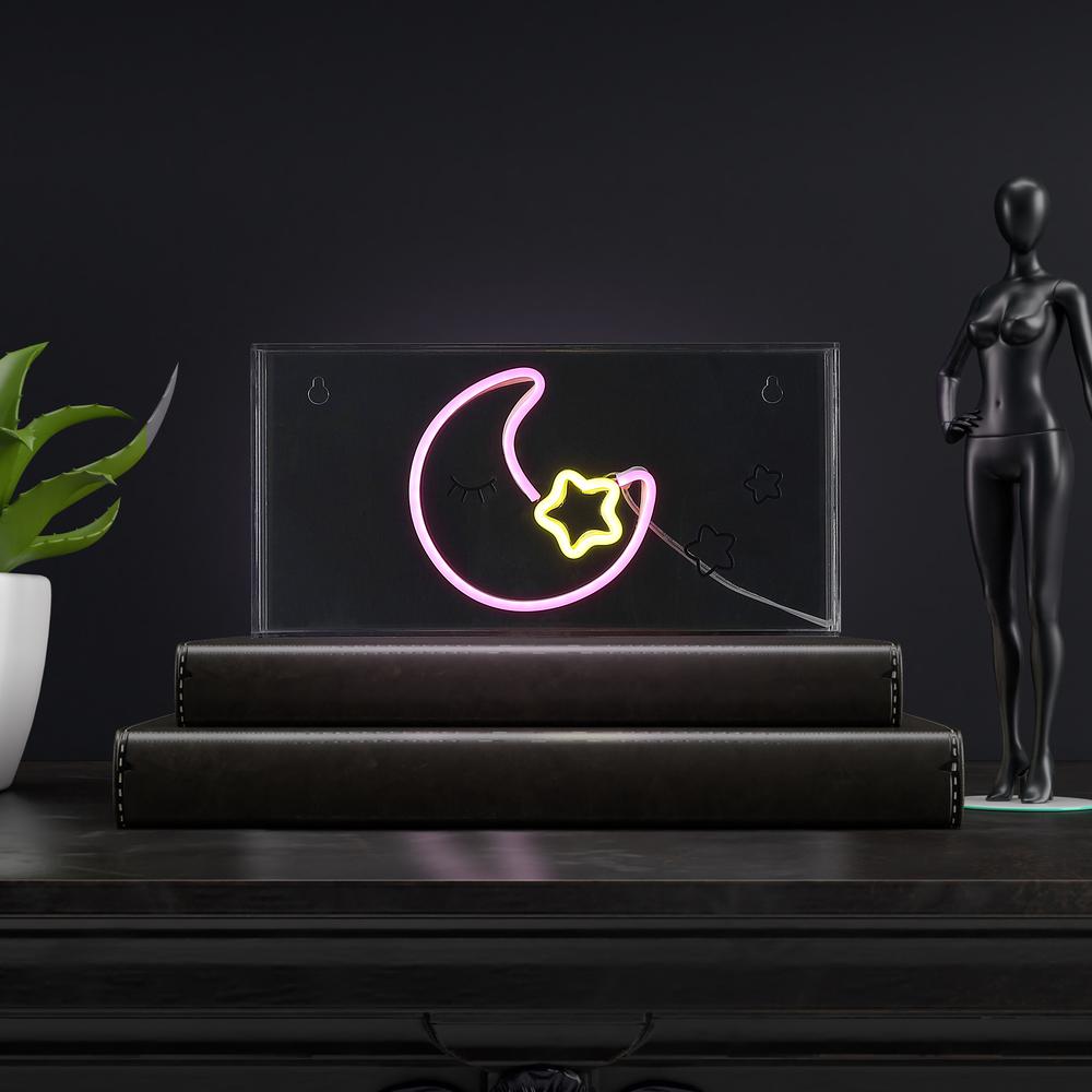 Moon Contemporary Glam Acrylic Box Usb Operated Led Neon Light. Picture 5