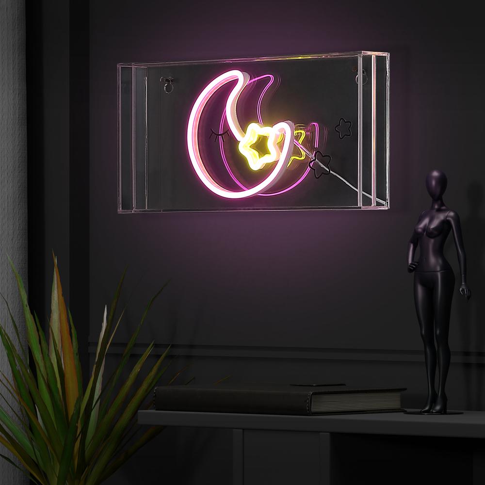 Moon Contemporary Glam Acrylic Box Usb Operated Led Neon Light. Picture 6