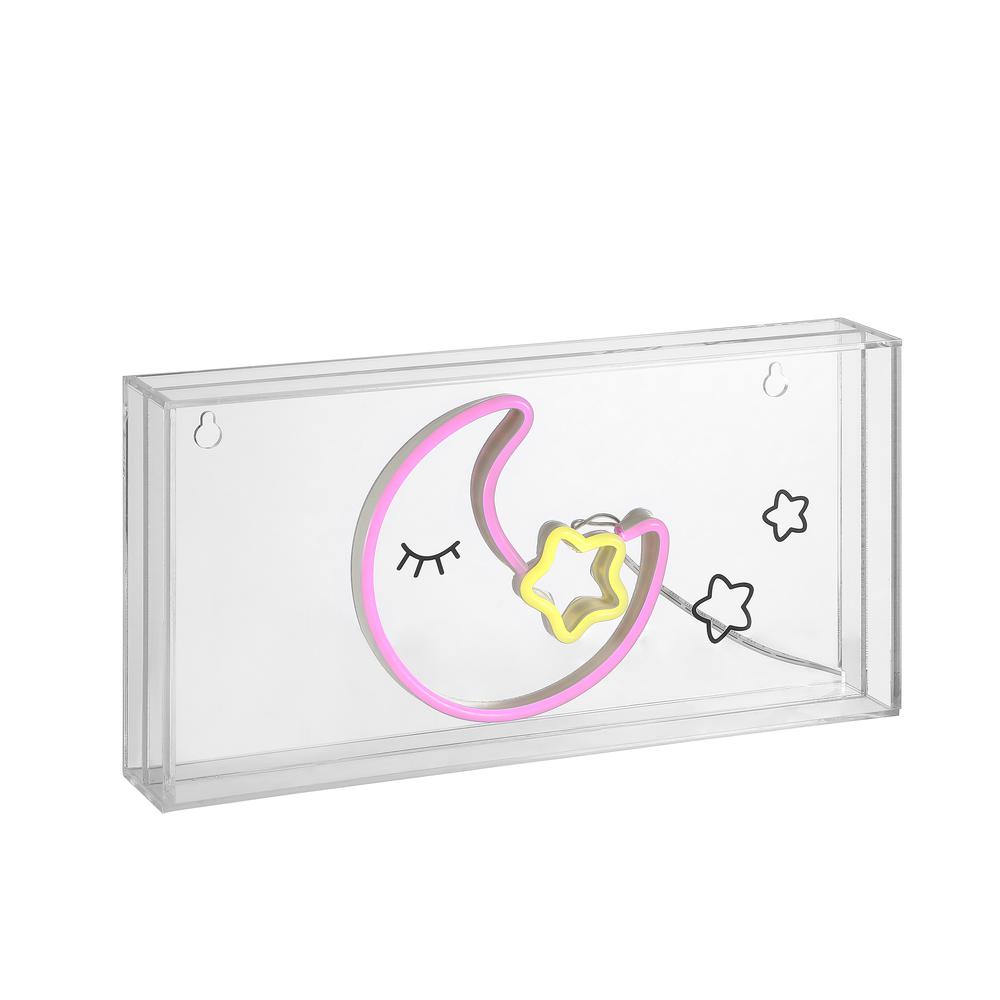 Moon Contemporary Glam Acrylic Box Usb Operated Led Neon Light. Picture 1