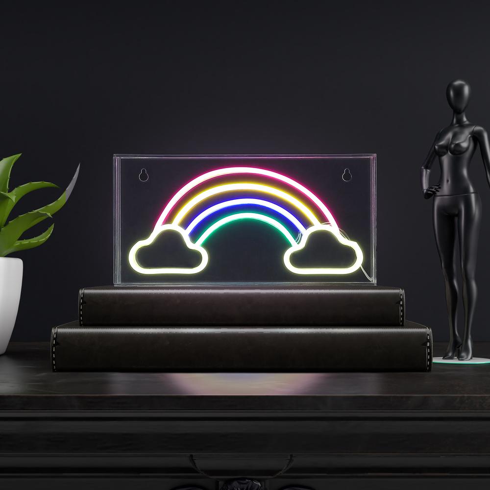 Rainbow Contemporary Glam Acrylic Box USB Operated LED Neon Light. Picture 5