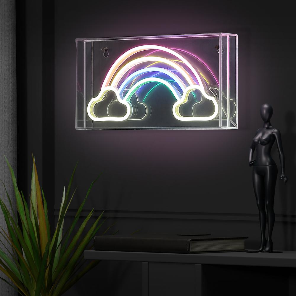 Rainbow Contemporary Glam Acrylic Box USB Operated LED Neon Light. Picture 6
