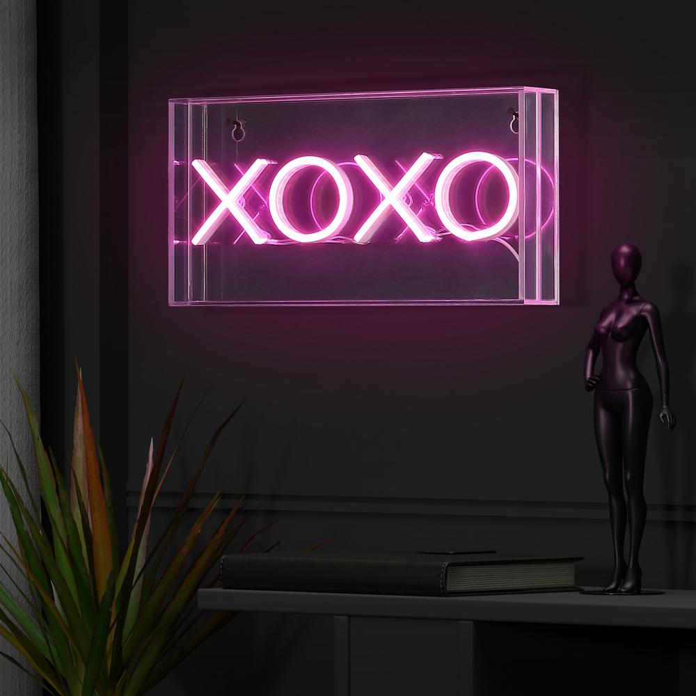 Xoxo Contemporary Glam Acrylic Box USB Operated LED Neon Light. Picture 6