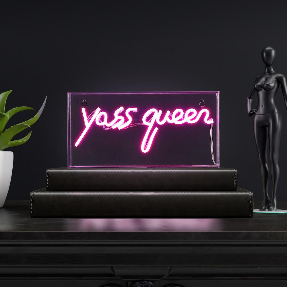 Yass Queen Contemporary Glam Acrylic Box USB Operated LED Neon Light. Picture 5
