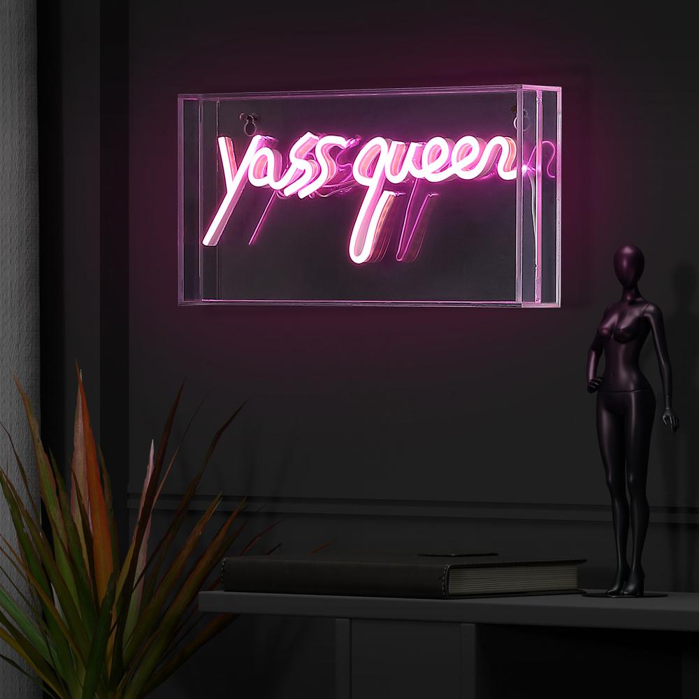 Yass Queen Contemporary Glam Acrylic Box USB Operated LED Neon Light. Picture 6
