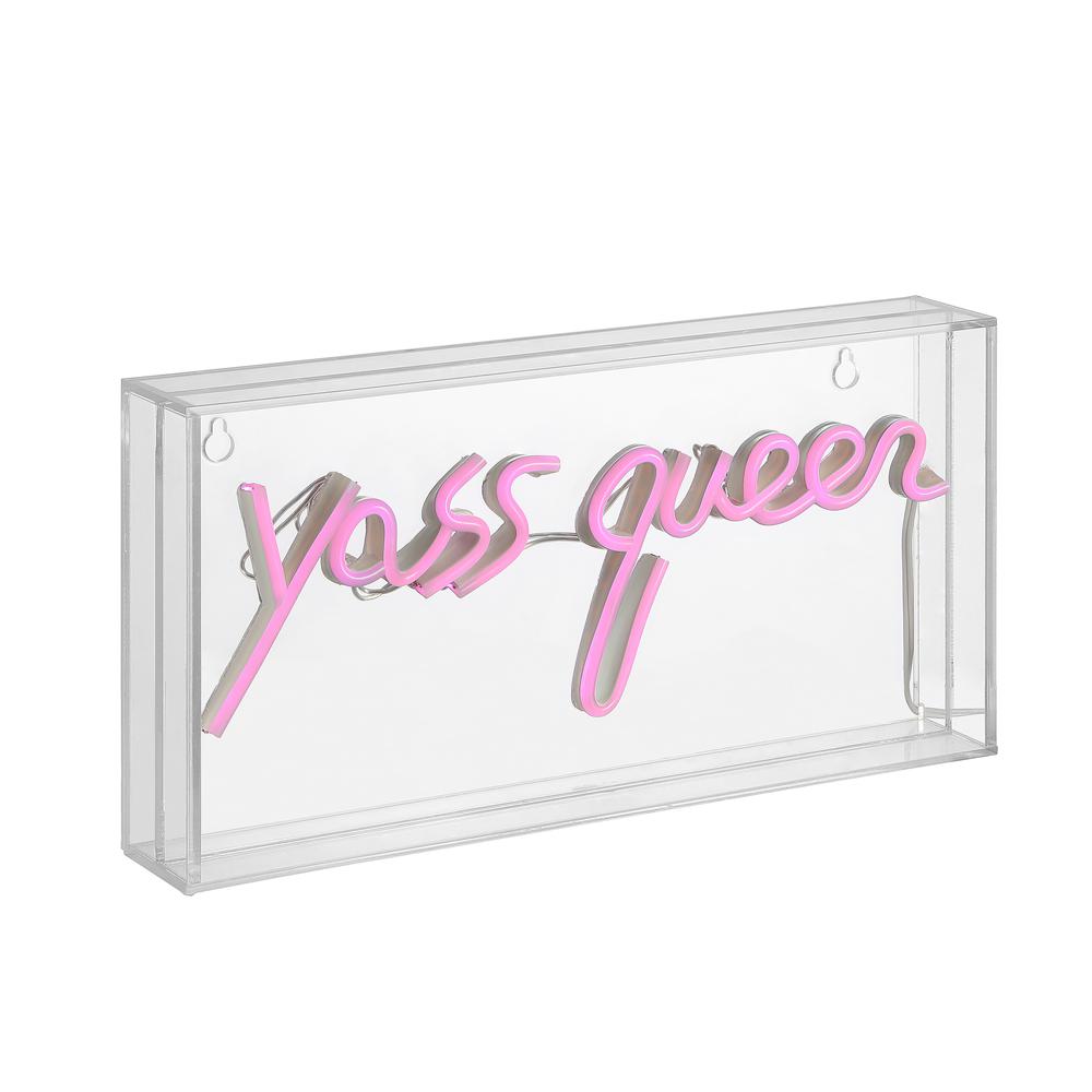 Yass Queen Contemporary Glam Acrylic Box USB Operated LED Neon Light. Picture 1