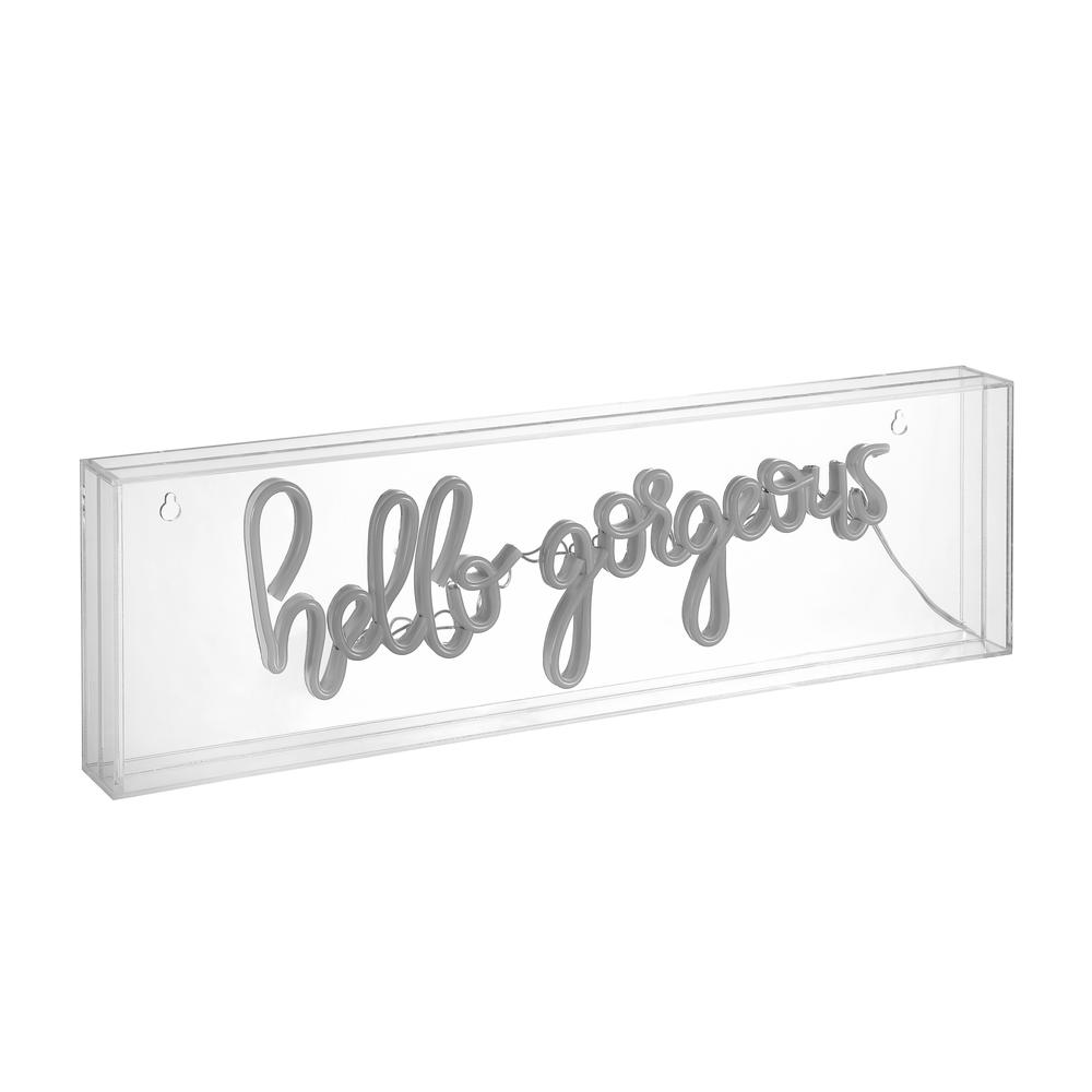 Hello Gorgerous Contemporary Glam Acrylic Box Usb Operated Led Neon Light. Picture 2