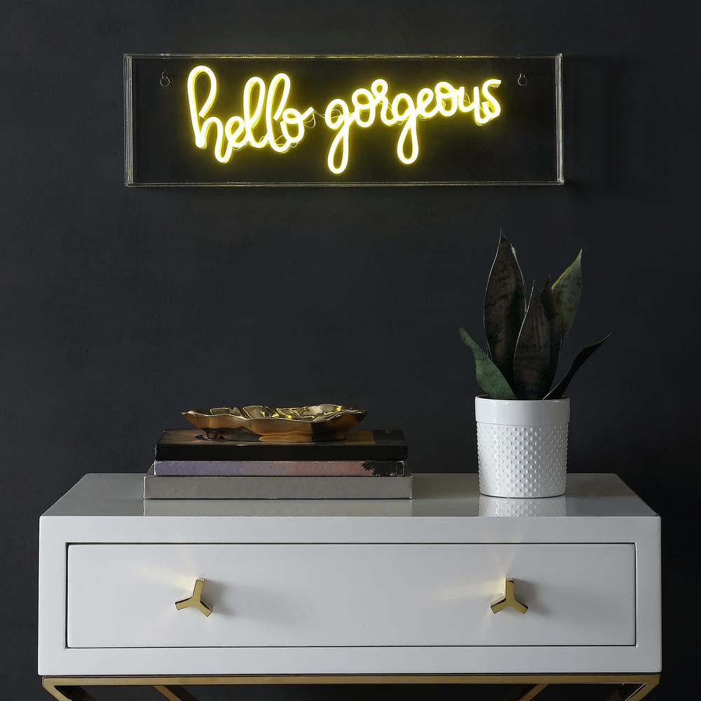 Hello Gorgerous Contemporary Glam Acrylic Box Usb Operated Led Neon Light. Picture 3