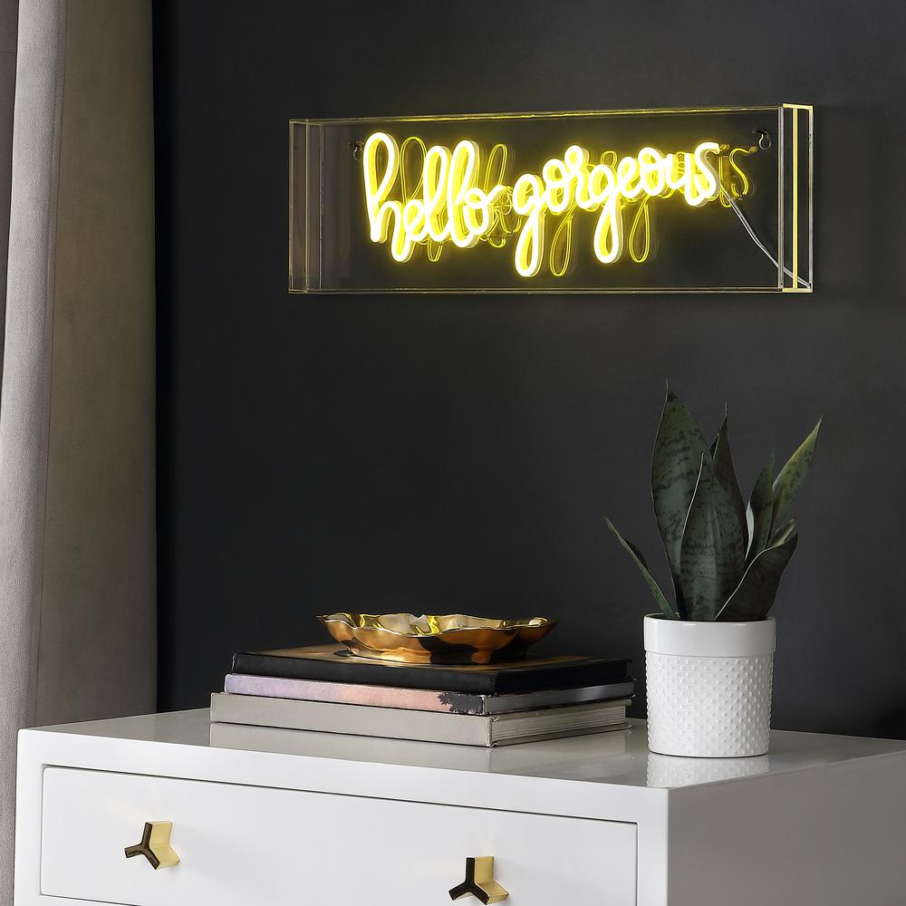 Hello Gorgerous Contemporary Glam Acrylic Box Usb Operated Led Neon Light. Picture 4