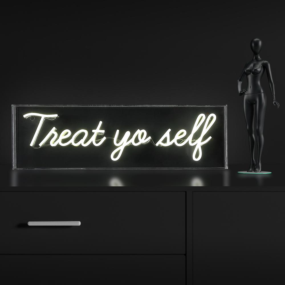 Treat Yo Self Contemporary Glam Acrylic Box USB Operated LED Neon Light. Picture 5