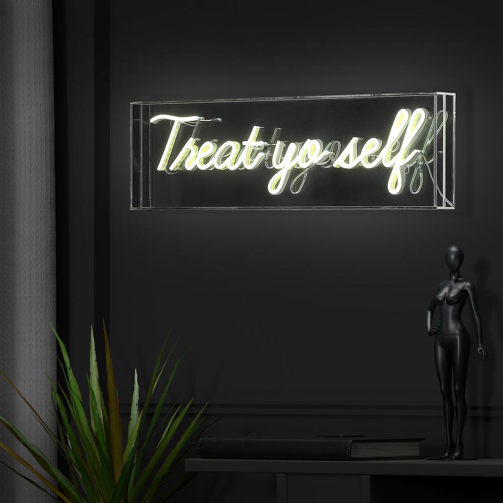 Treat Yo Self Contemporary Glam Acrylic Box USB Operated LED Neon Light. Picture 6
