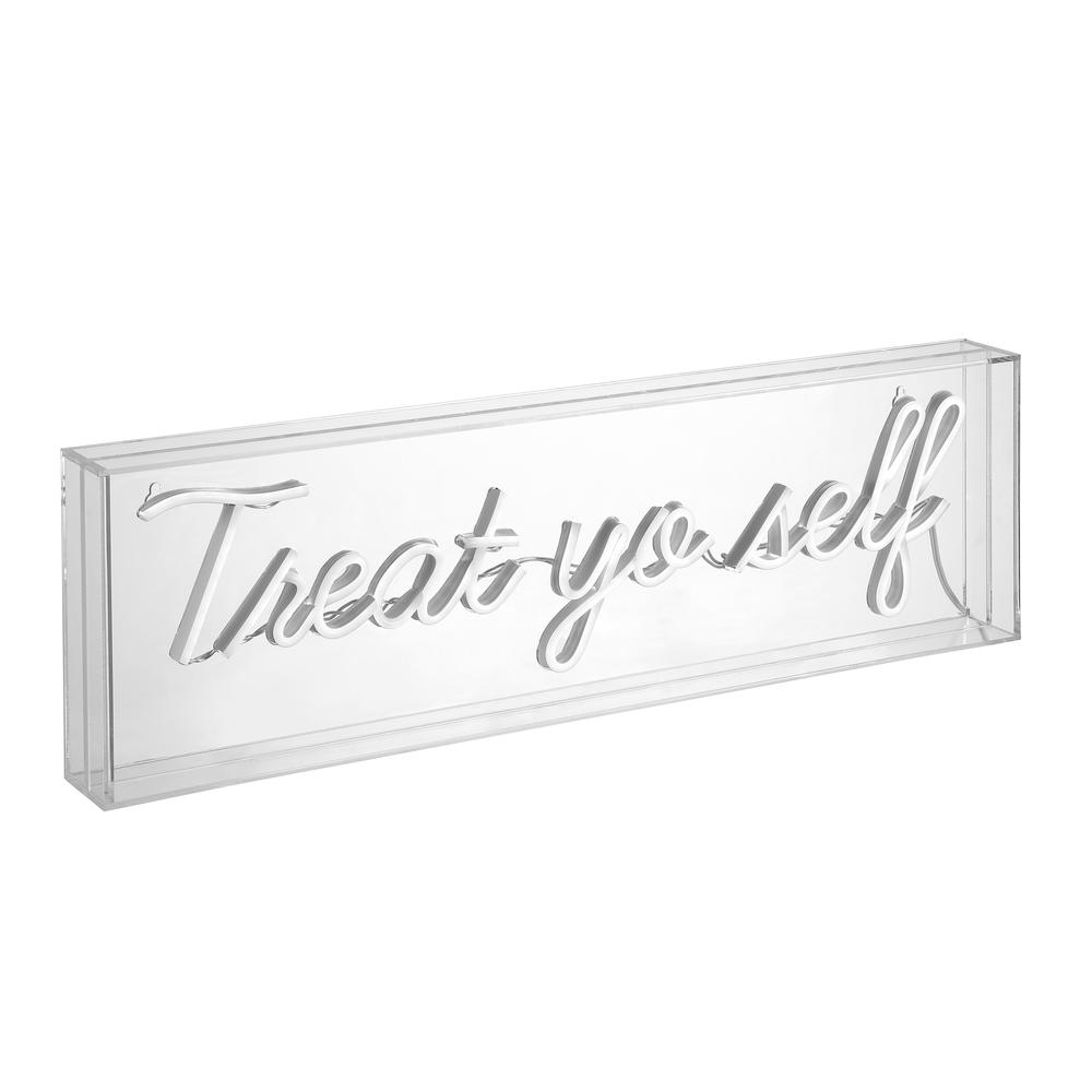 Treat Yo Self Contemporary Glam Acrylic Box USB Operated LED Neon Light. Picture 2
