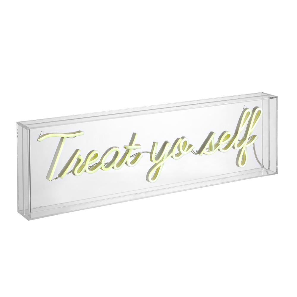 Treat Yo Self Contemporary Glam Acrylic Box USB Operated LED Neon Light. Picture 1