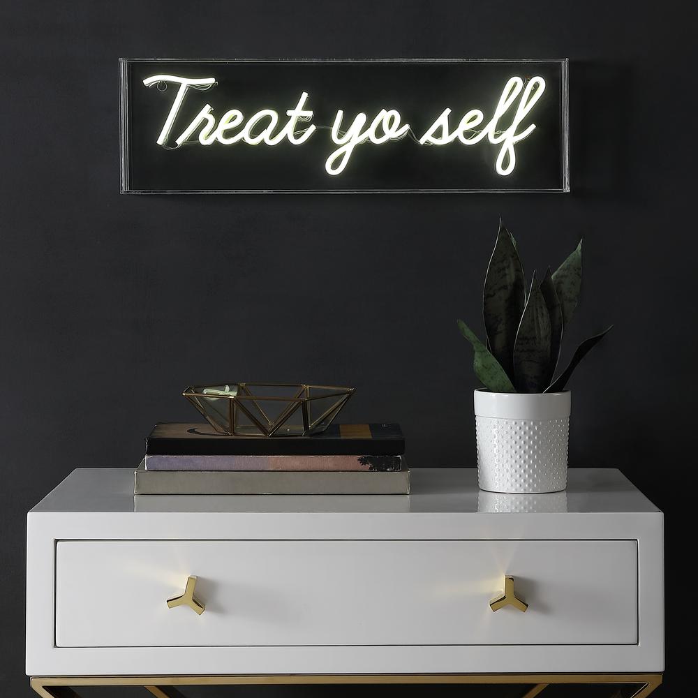 Treat Yo Self Contemporary Glam Acrylic Box USB Operated LED Neon Light. Picture 3