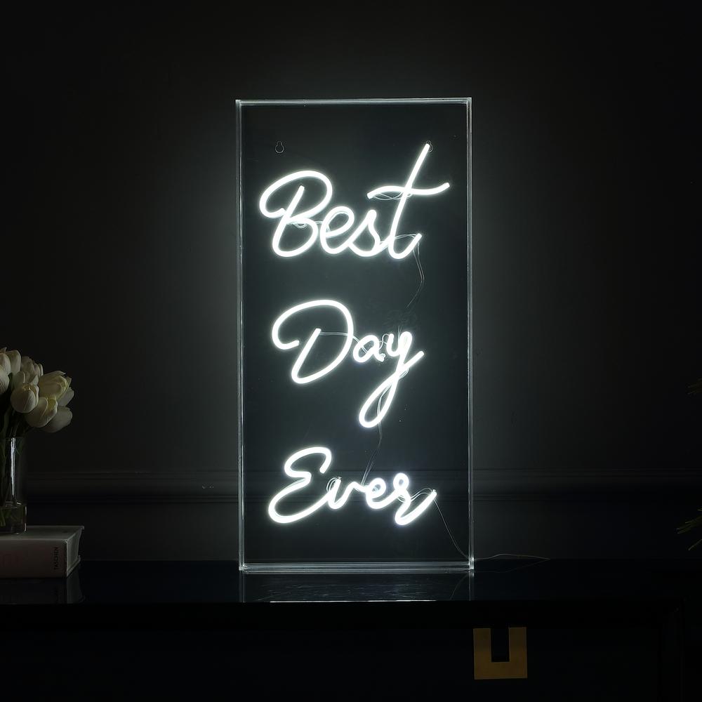 Best Day Ever Contemporary Glam Acrylic Box USB Operated LED Neon Light. Picture 5