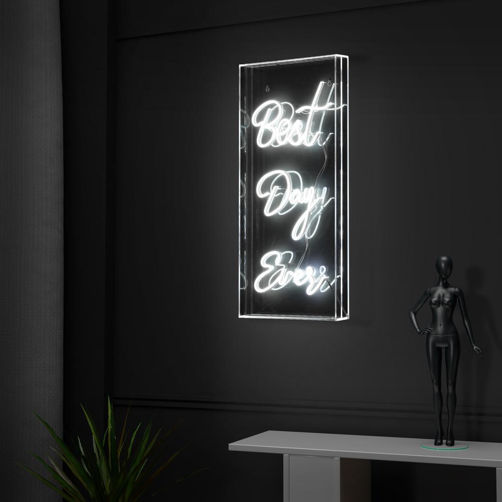 Best Day Ever Contemporary Glam Acrylic Box USB Operated LED Neon Light. Picture 7