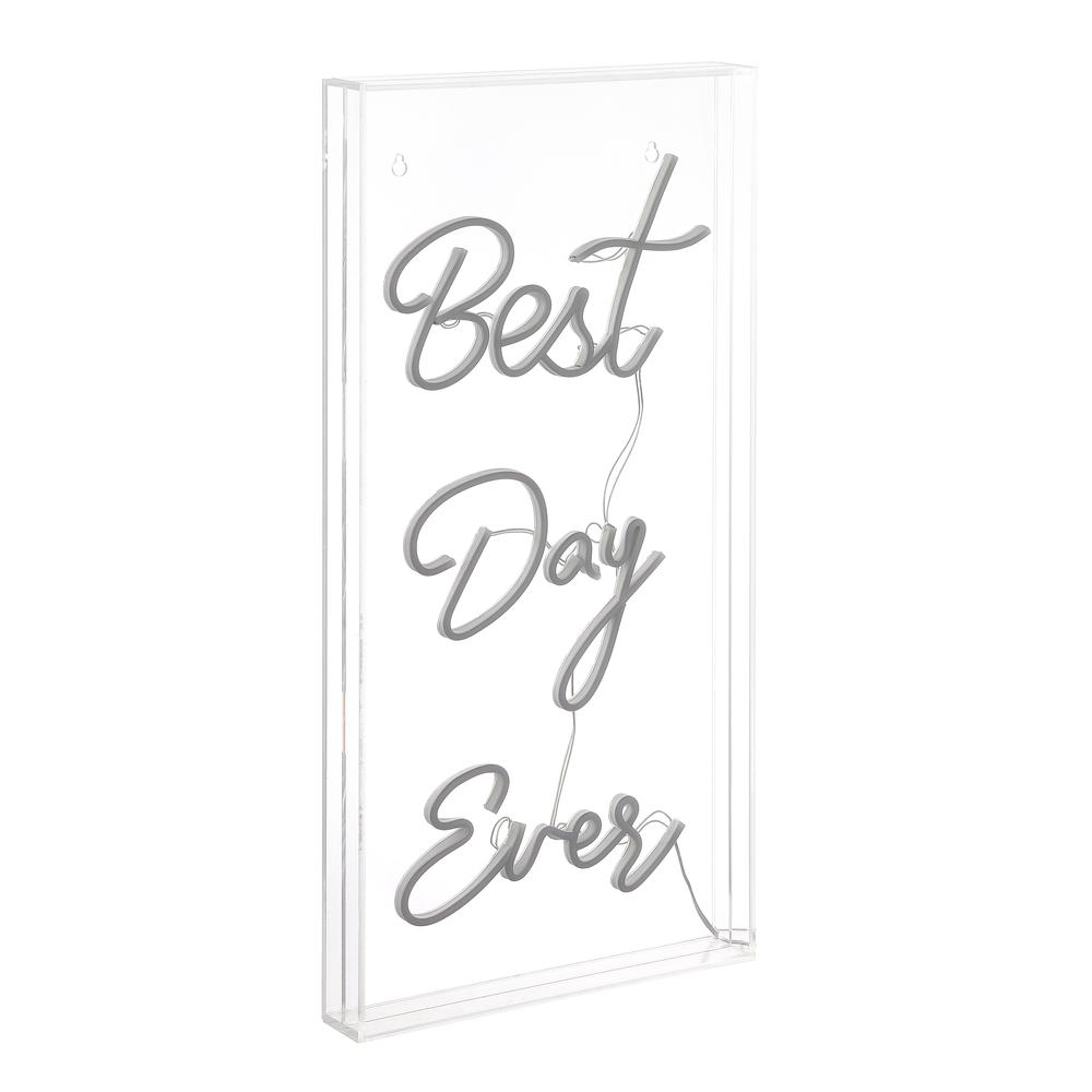 Best Day Ever Contemporary Glam Acrylic Box USB Operated LED Neon Light. Picture 1