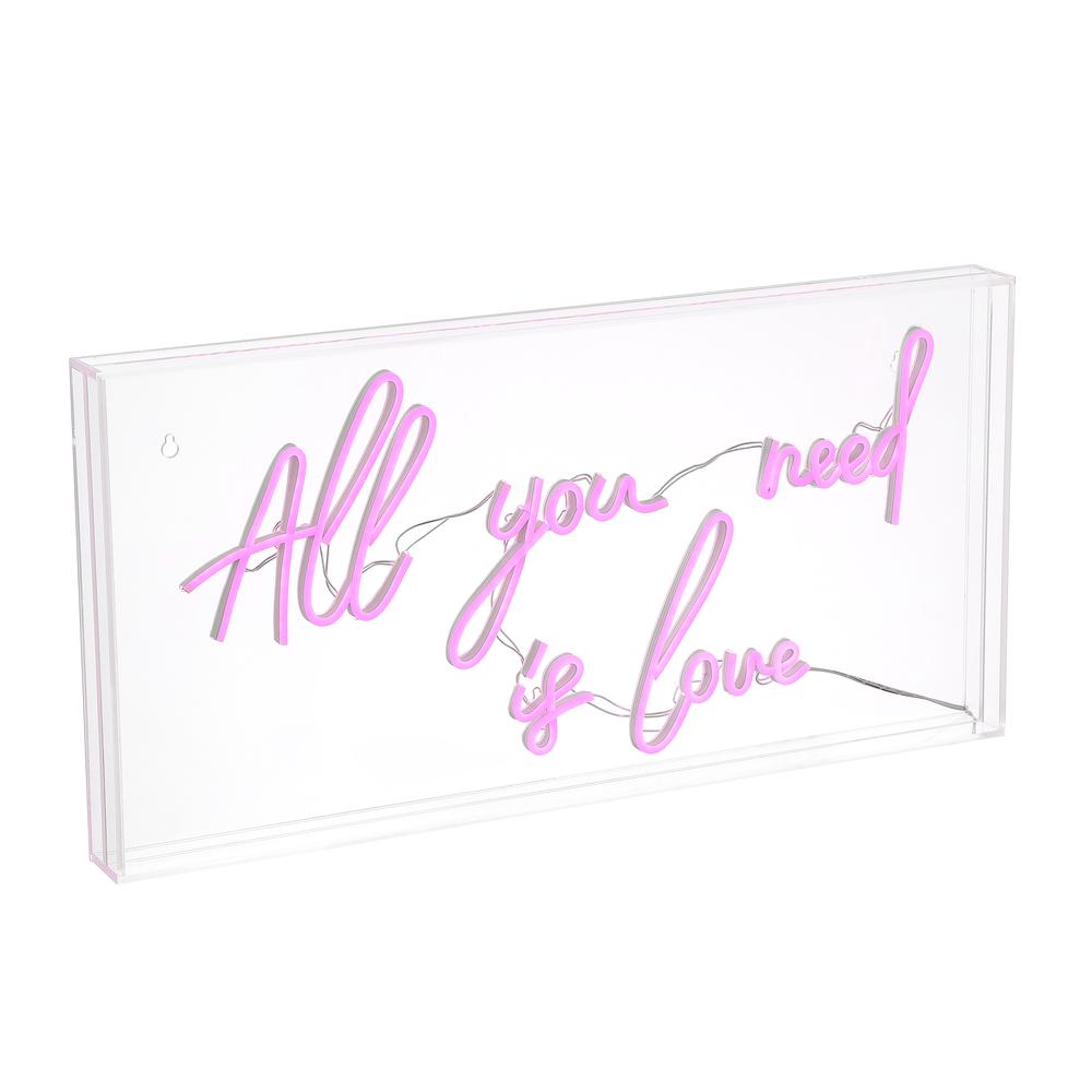 USB All You Need Is Love Glam Acrylic Box USB Operated LED Neon Light. Picture 4