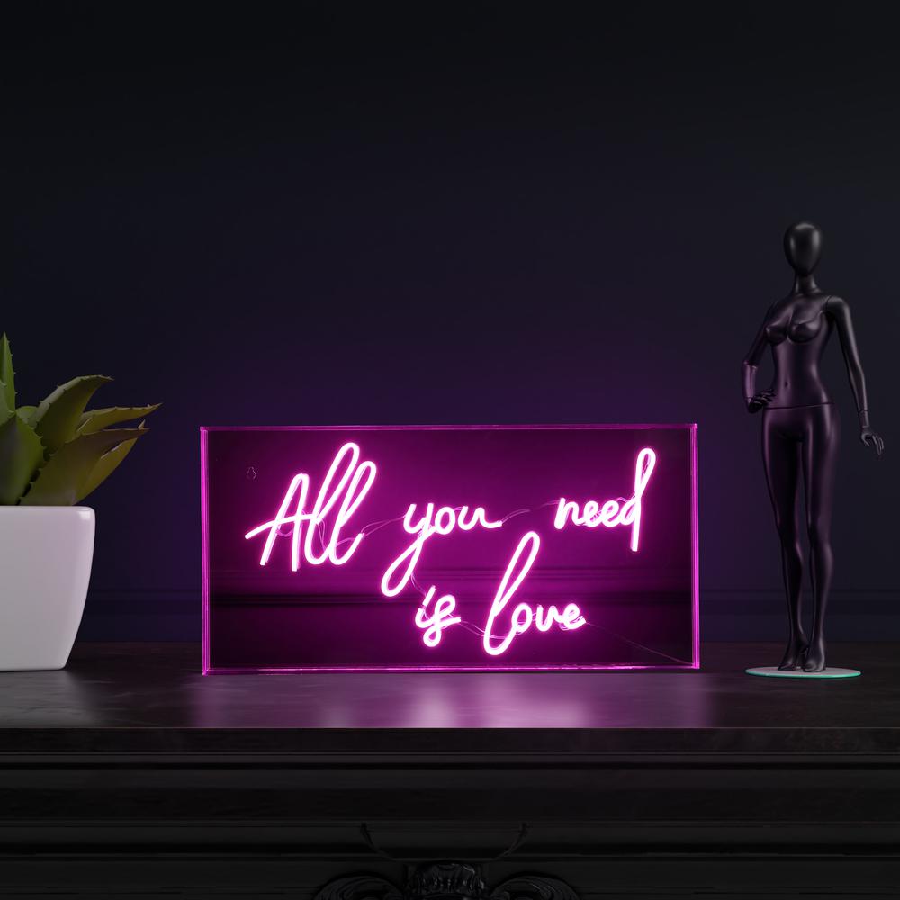 USB All You Need Is Love Glam Acrylic Box USB Operated LED Neon Light. Picture 6