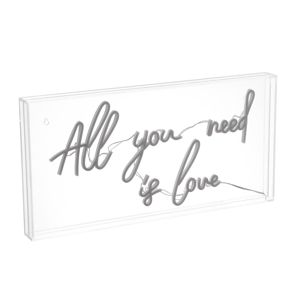 USB All You Need Is Love Glam Acrylic Box USB Operated LED Neon Light. Picture 1