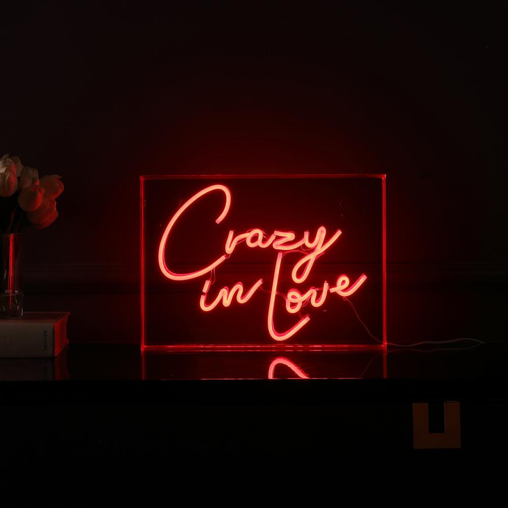 Crazy In Love Contemporary Glam Acrylic Box Usb Operated Led Neon Light. Picture 5