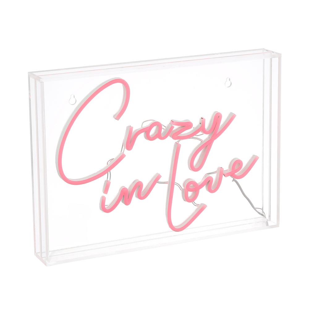 Crazy In Love Contemporary Glam Acrylic Box Usb Operated Led Neon Light. Picture 4