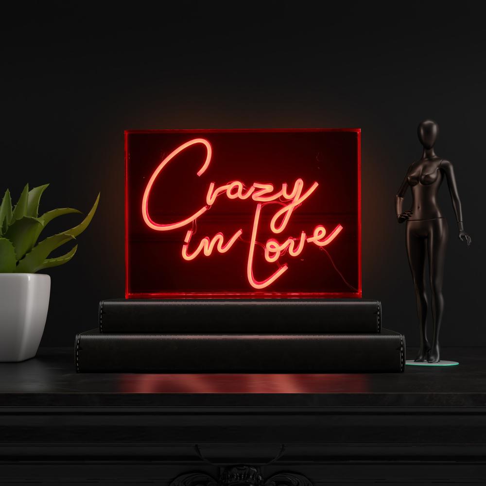 Crazy In Love Contemporary Glam Acrylic Box Usb Operated Led Neon Light. Picture 6
