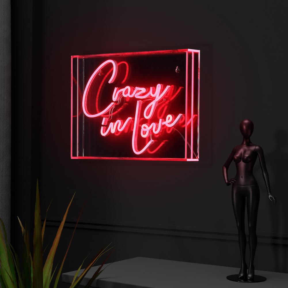 Crazy In Love Contemporary Glam Acrylic Box Usb Operated Led Neon Light. Picture 7