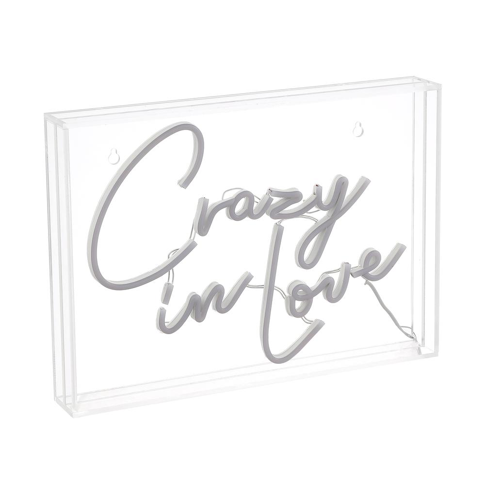 Crazy In Love Contemporary Glam Acrylic Box Usb Operated Led Neon Light. Picture 1