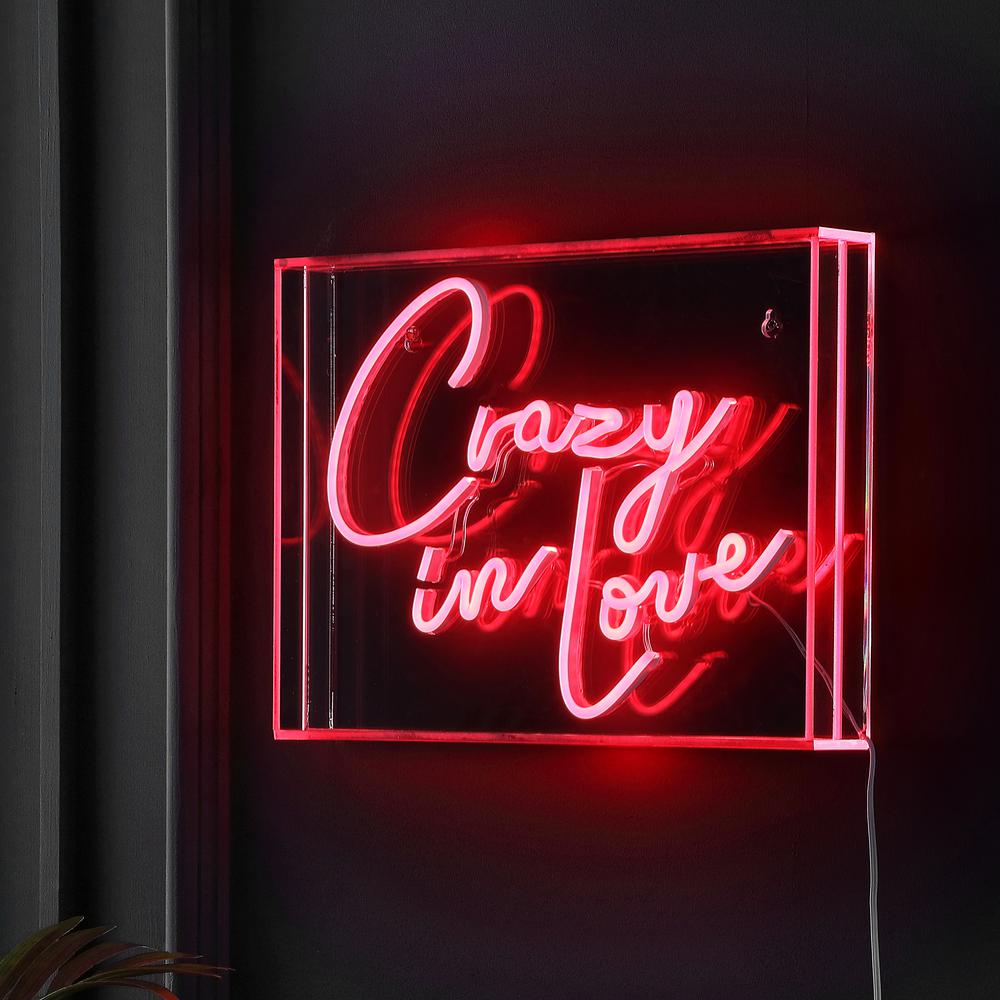 Crazy In Love Contemporary Glam Acrylic Box Usb Operated Led Neon Light. Picture 2