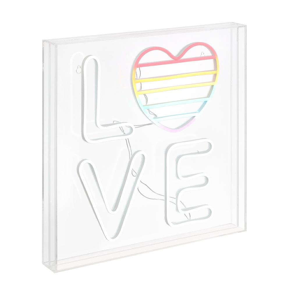 Love Square Contemporary Glam Acrylic Box USB Operated LED Neon Light. Picture 4