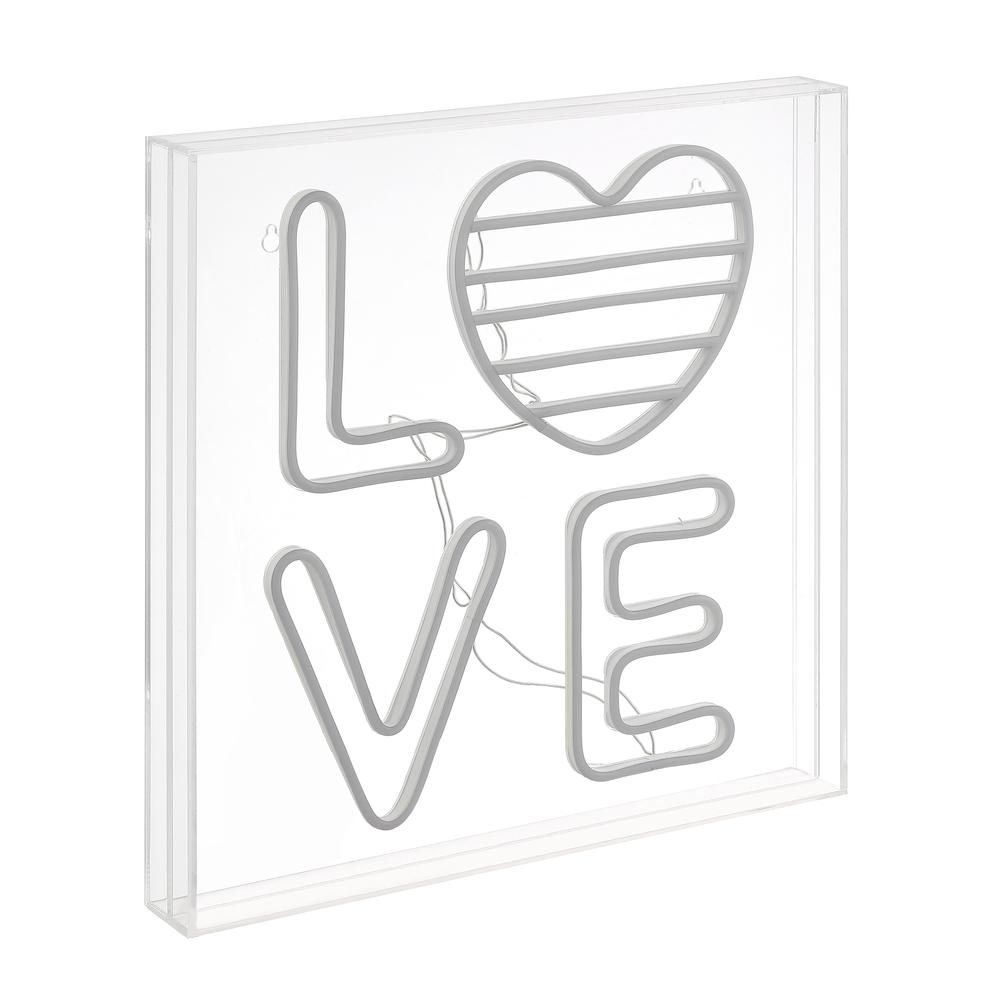 Love Square Contemporary Glam Acrylic Box USB Operated LED Neon Light. Picture 1
