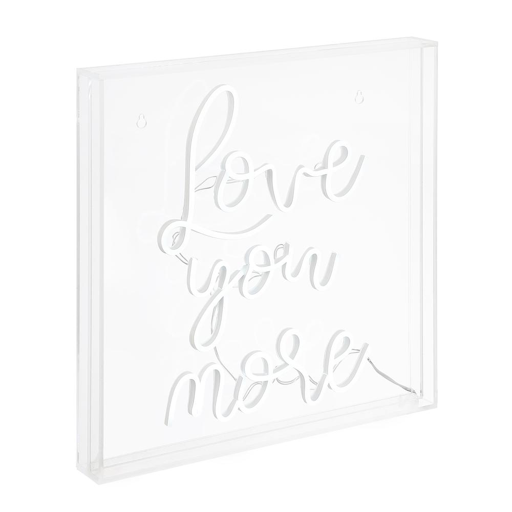 Love You More Square Contemporary Glam Acrylic Box USB Operated LED Neon Light. Picture 4
