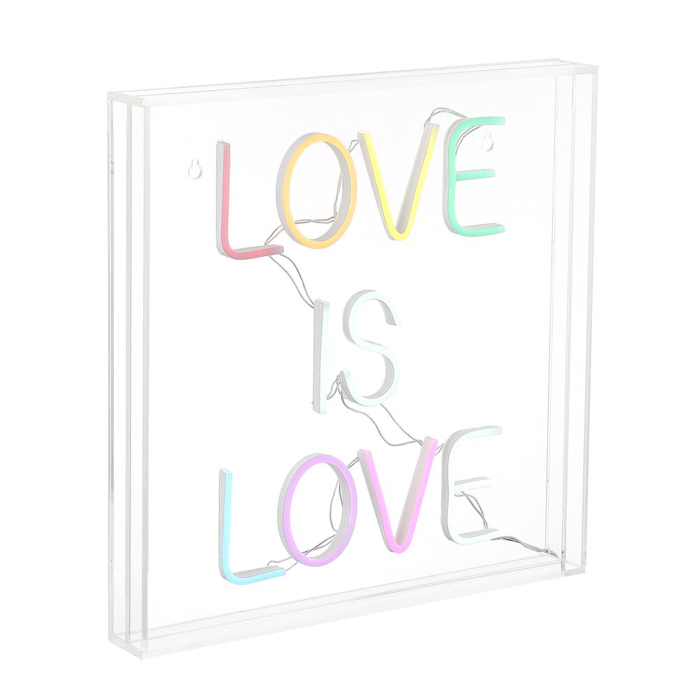 Love Is Love Square Contemporary Glam Acrylic Box Usb Operated Led Neon Light. Picture 4
