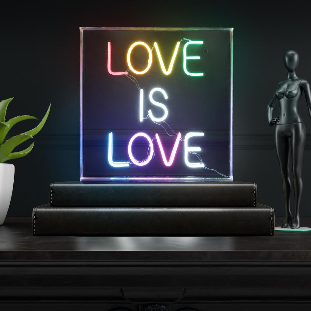 Love Is Love Square Contemporary Glam Acrylic Box Usb Operated Led Neon Light. Picture 6
