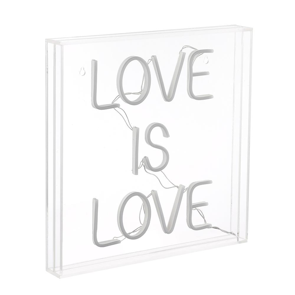 Love Is Love Square Contemporary Glam Acrylic Box USB Operated LED Neon Light. Picture 1