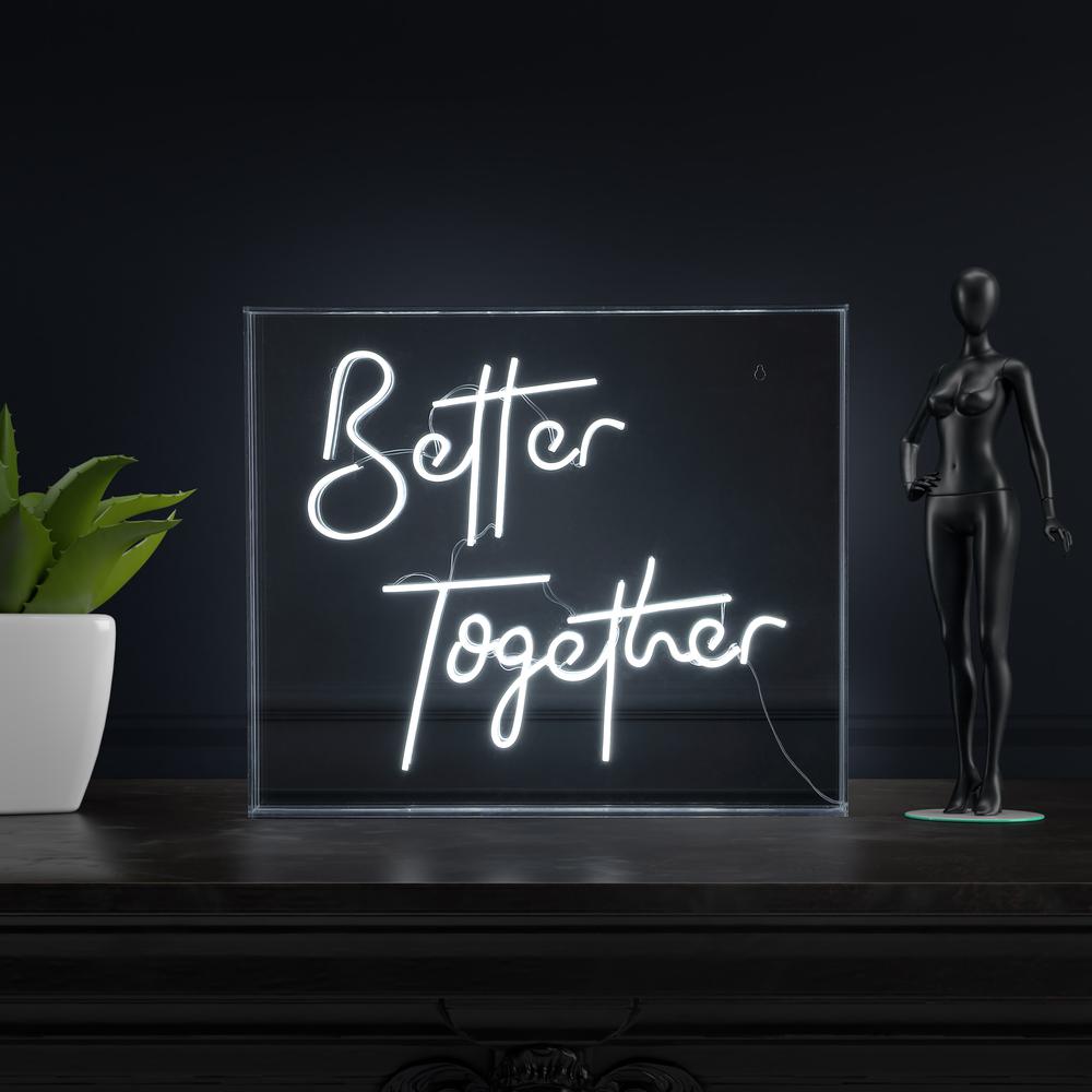 Better Together Contemporary Glam Acrylic Box USB Operated LED Neon Light. Picture 6