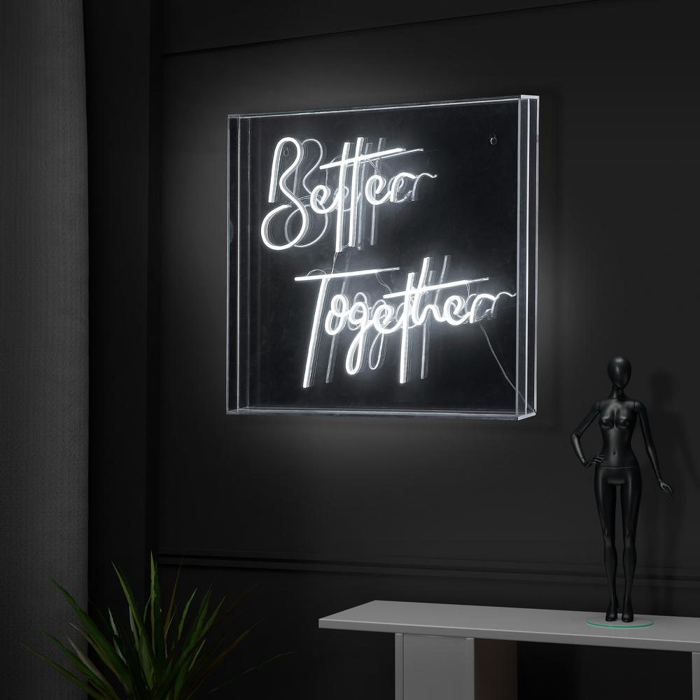 Better Together Contemporary Glam Acrylic Box USB Operated LED Neon Light. Picture 7