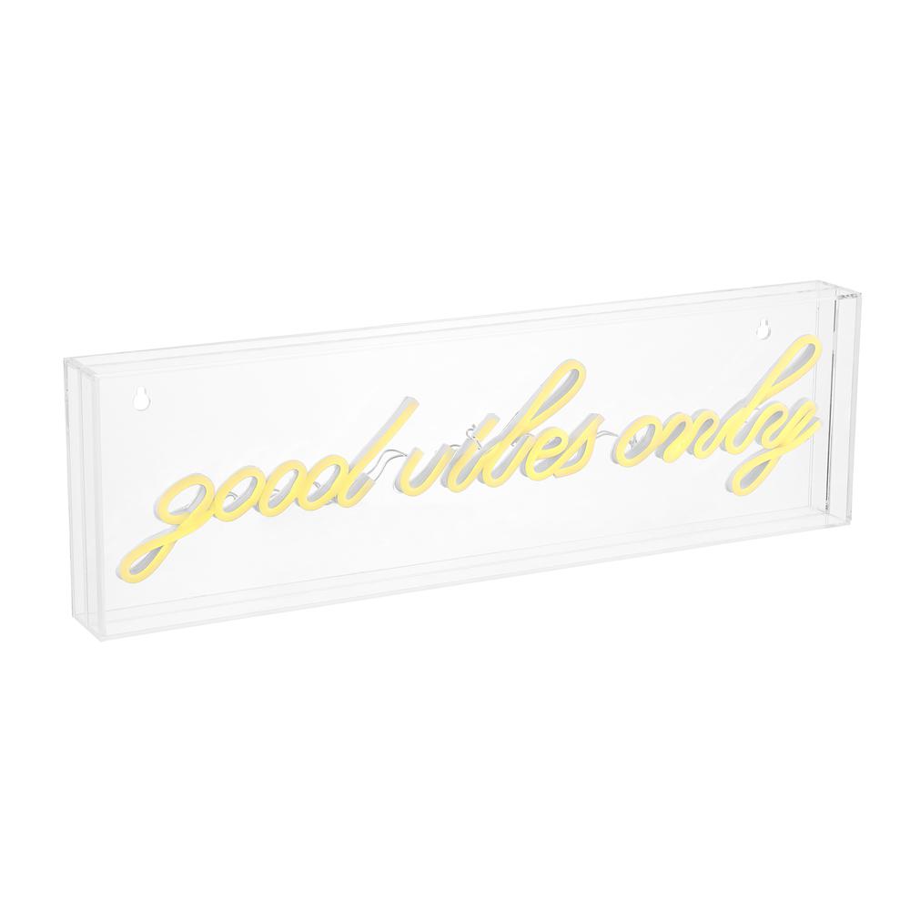 Good Vibes Only Contemporary Glam Acrylic Box USB Operated LED Neon Light. Picture 4