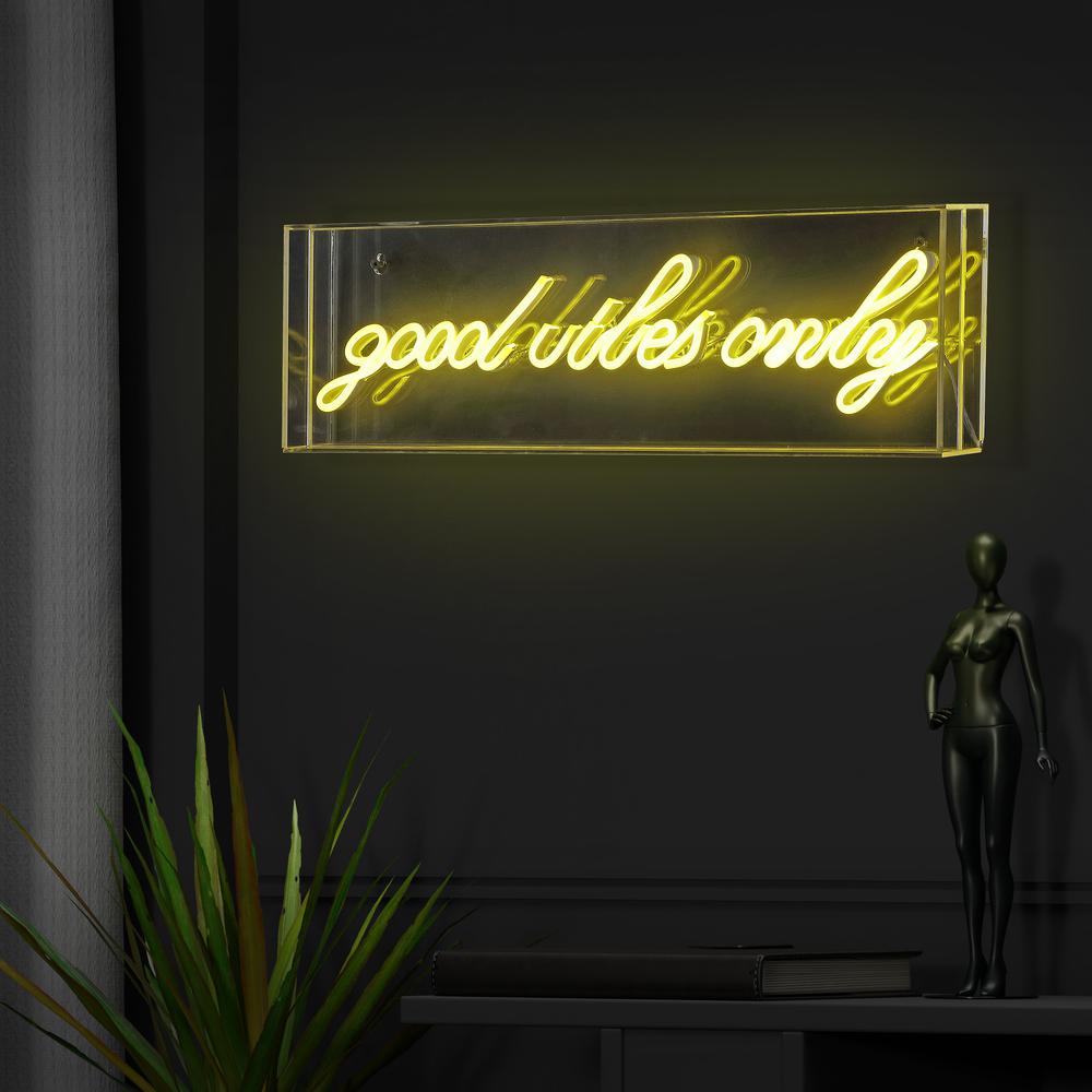 Good Vibes Only Contemporary Glam Acrylic Box USB Operated LED Neon Light. Picture 7