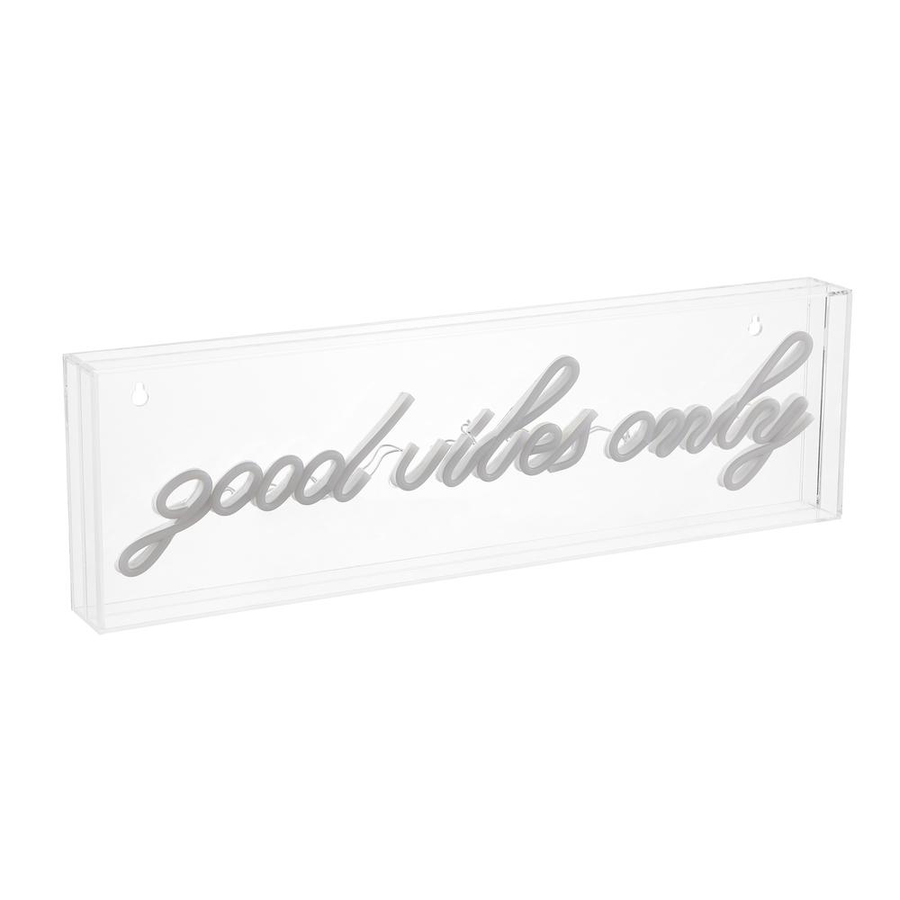 Good Vibes Only Contemporary Glam Acrylic Box USB Operated LED Neon Light. Picture 1