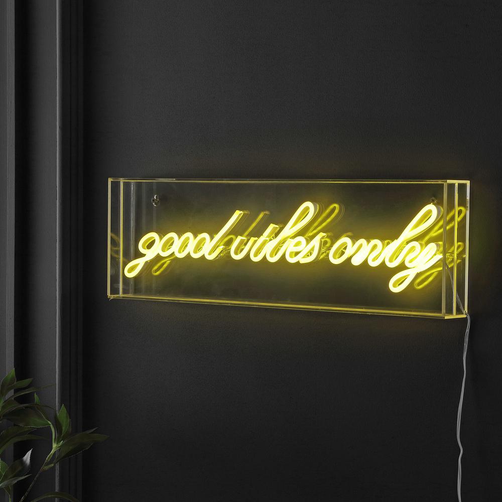 Good Vibes Only Contemporary Glam Acrylic Box USB Operated LED Neon Light. Picture 2