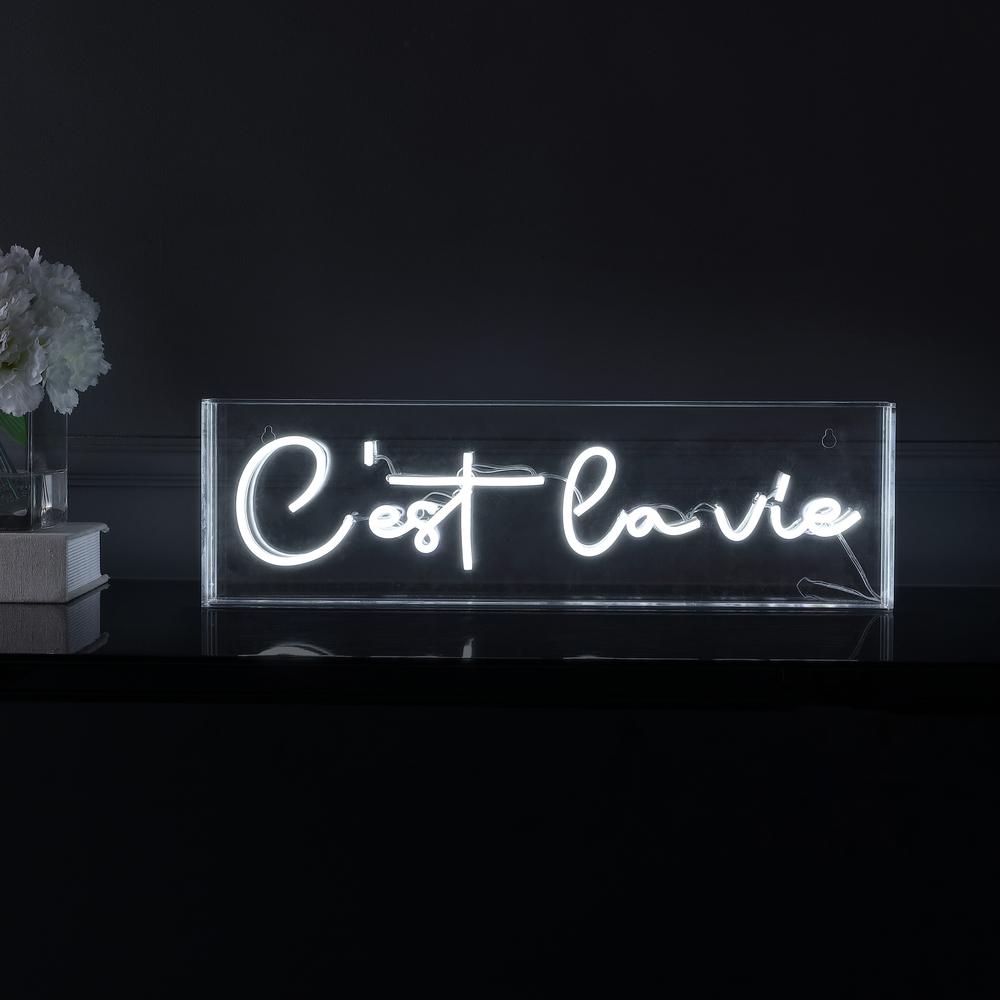 Cest La Vie Contemporary Glam Acrylic Box Usb Operated Led Neon Light. Picture 5