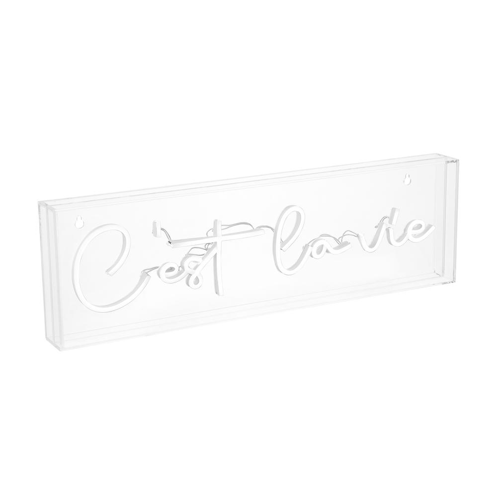 Cest La Vie Contemporary Glam Acrylic Box Usb Operated Led Neon Light. Picture 4